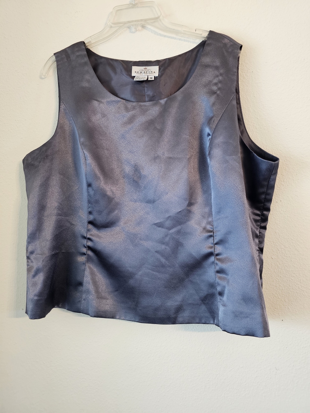 Serafina Satin Scoop Neck Tank Top in Pewter Gray